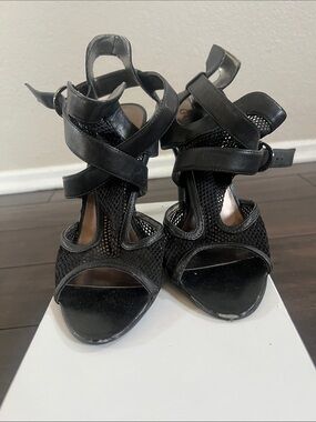 Guess Black Mesh Strappy High Heel Sandals